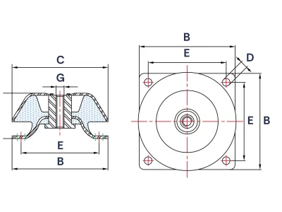 Wibroizolator do Pompy - Daszkowe DK180183/85